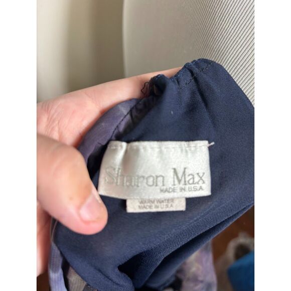 Sharon Max VTG Halter Dress Blue Witchy Whimsygoth Fairy Grunge M Phoebe Buffay - Picture 5 of 6